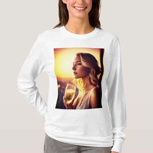 Elegant wijnglas silhouet Collectie T-shirt (Voorkant)