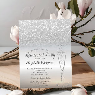 Elegant wijnglas zilver glitter bokeh pensioen kaart