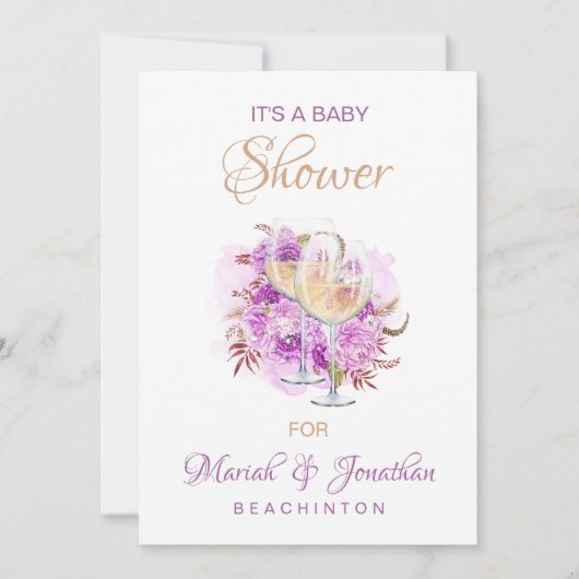 ** Elegant wijnkaas BABY SHOWER Kaart (Voorkant)