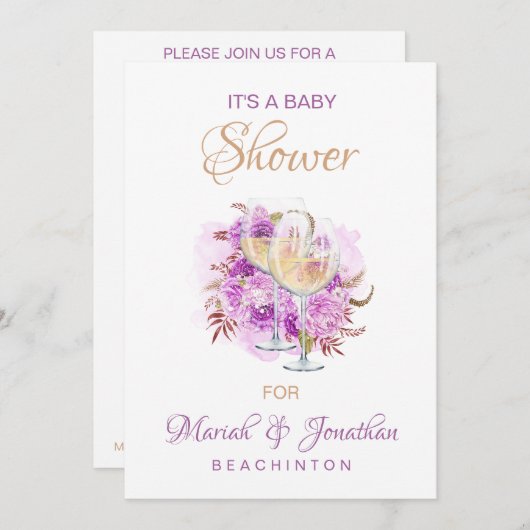 ** Elegant wijnkaas BABY SHOWER Kaart (Voorkant / Achterkant)