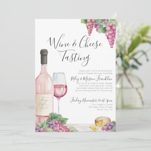 Elegant wijnproeverijfeest kaart (Staand voorkant)