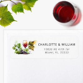 Elegant wijnthema Waterverf bruiloft retour Etiket