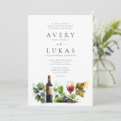 Elegant wijnthema Waterverf Formele bruiloft Kaart (Staand voorkant)