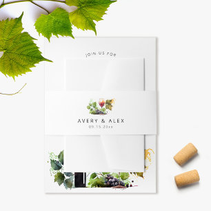 Elegant wijnthema Waterverf wijngaard bruiloft Uitnodigingen Wikkel