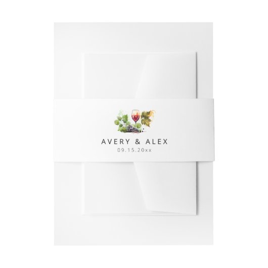 Elegant wijnthema Waterverf wijngaard bruiloft Uitnodigingen Wikkel (Voorkant Voorbeeld)