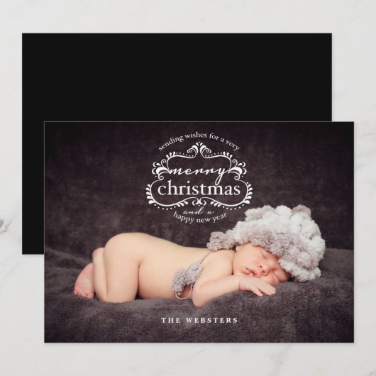 Elegant wil een prettige kerstfotoGreeting Feestdagenkaart (Voorkant / Achterkant)