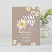 Elegant Wild Eén verjaardag Boho Daisy Flowers Kaart (Staand voorkant)