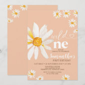 Elegant Wild Eén verjaardag Boho Daisy Flowers Kaart (Voorkant / Achterkant)