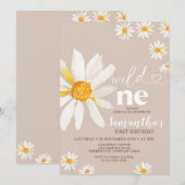 Elegant Wild Eén verjaardag Boho Daisy Flowers Kaart (Voorkant / Achterkant)