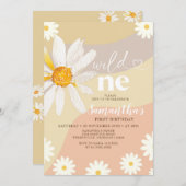 Elegant Wild Eén verjaardag Boho Daisy Flowers Kaart (Voorkant / Achterkant)