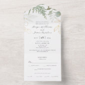 Elegant Wild Fern Greenery Wedding All In One Uitnodiging (Binnen)