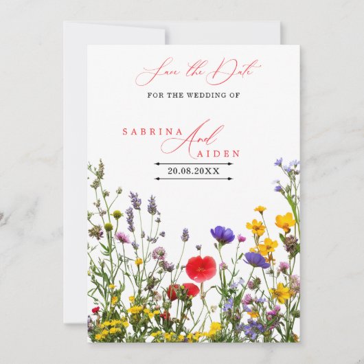 Elegant Wild Flower Blooming Garden Wedding  Save The Date (Voorkant)