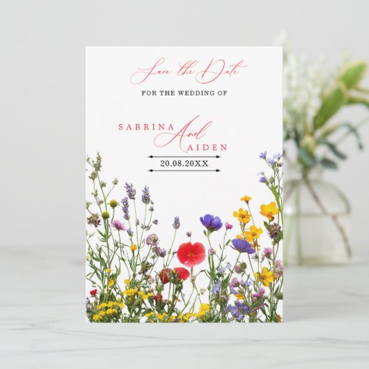 Elegant Wild Flower Blooming Garden Wedding  Save The Date (Staand voorkant)