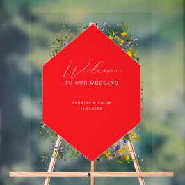 Elegant Wild Flower Blooming Wedding Welcome  Acryl Bord