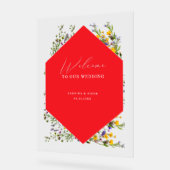 Elegant Wild Flower Blooming Wedding Welcome  Acryl Bord (Hoek)
