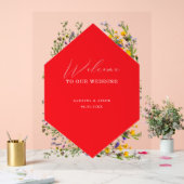 Elegant Wild Flower Blooming Wedding Welcome  Acryl Bord (Huwelijk)