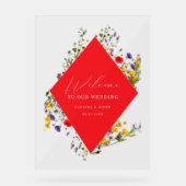 Elegant Wild Flower Blooming Wedding Welcome  Acryl Bord (Voorkant)