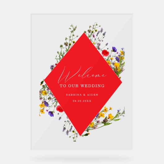 Elegant Wild Flower Blooming Wedding Welcome  Acryl Bord (Voorkant)