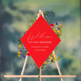 Elegant Wild Flower Blooming Wedding Welcome  Acryl Bord