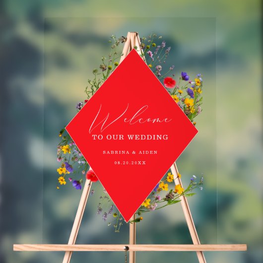 Elegant Wild Flower Blooming Wedding Welcome  Acryl Bord (Neutraal)