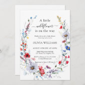 Elegant Wild Flower Meadow Baby shower Kaart (Voorkant / Achterkant)