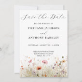 Elegant Wild Flower Save the Date Wedding Kaart (Voorkant)