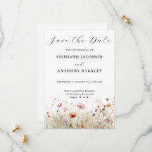 Elegant Wild Flower Save the Date Wedding Kaart