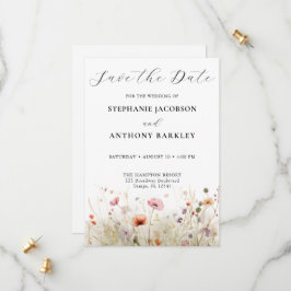 Elegant Wild Flower Save the Date Wedding Kaart