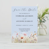Elegant Wild Flower Save the Date Wedding Kaart (Staand voorkant)