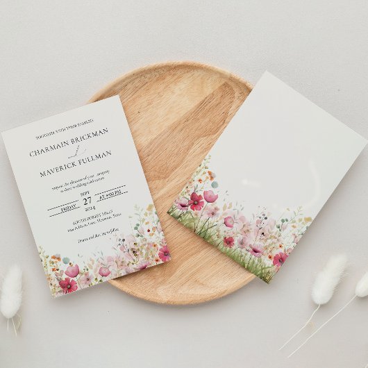 Elegant Wild Flower Wedding Kaart