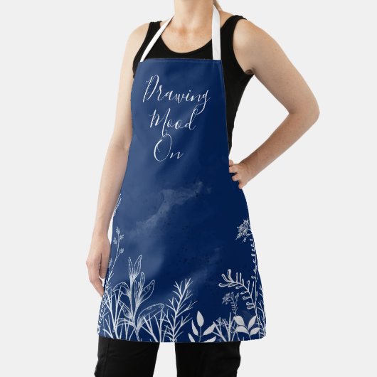 Elegant Wild Flowers Doodles Apron Schort (Insitu)