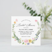 Elegant Wild Flowers Floral Wreath Vrijgezellenfee Kaart (Staand voorkant)