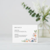 Elegant Wild Flowers Wedding Details Informatiekaartje (Staand voorkant)