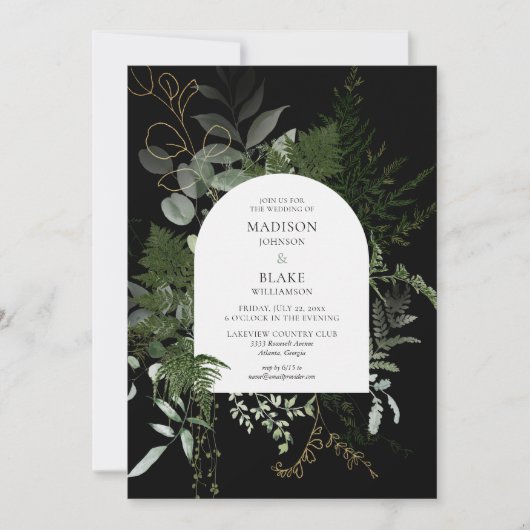 Elegant Wild Forest Fern Greenery Wedding Kaart (Voorkant)