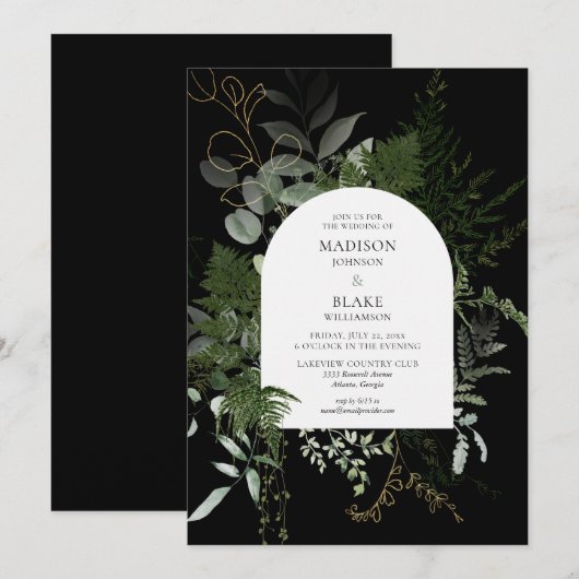 Elegant Wild Forest Fern Greenery Wedding Kaart (Voorkant / Achterkant)