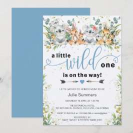 Elegant Wild One Blue Safari Boy Baby shower Kaart
