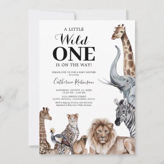 Elegant Wild One Safari Baby shower Kaart (Voorkant)