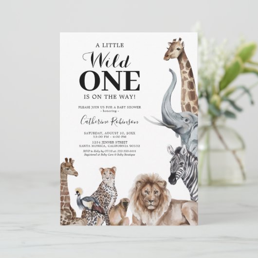 Elegant Wild One Safari Baby shower Kaart (Staand voorkant)