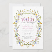 Elegant Wild & Onederful Wildflower 1e verjaardag Kaart (Voorkant)