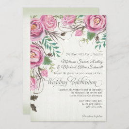 Elegant Wild Roos Floral Summer Herfst Sage Weddin Kaart