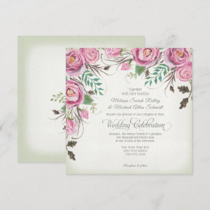 Elegant Wild Roos Floral Summer Herfst Sage Weddin Kaart