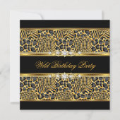 Elegant Wild Zebra Birthday Black Gold Kaart (Voorkant)