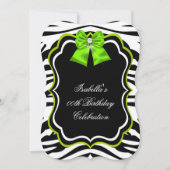 Elegant Wild Zebra Lime Green Diamond Party Kaart (Voorkant)