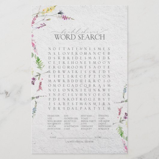 Elegant Wildbloem Botanisch Vrijgezellenfeest Game (Voorkant)