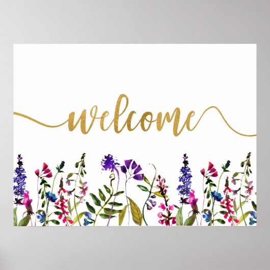 Elegant wildbloem welkomstbord poster (Voorkant)