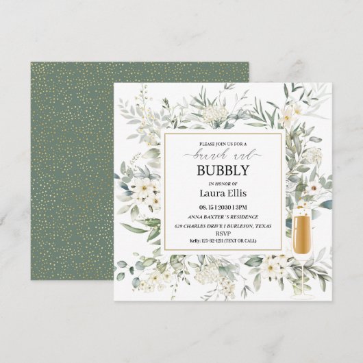 Elegant wildbloembrunch en kont invallen kaart (Voorkant / Achterkant)