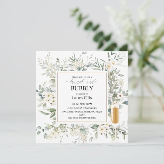 Elegant wildbloembrunch en kont invallen kaart (Staand voorkant)