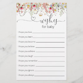 Elegant Wildbloemen Baby shower wenst Baby