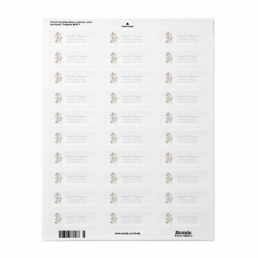 Elegant Wildbloemen Blush Return Address Label (Full Sheet)