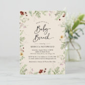Elegant Wildbloemen Boho-Thmet Baby Brunch Kaart (Staand voorkant)